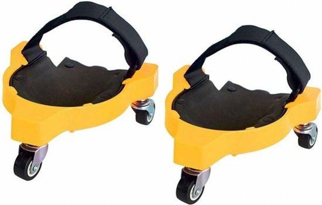 Gelbe Kniebeschermerset mit 2 Rädern - für Garten, Baustelle - Kniebeschermerset mit Rädern