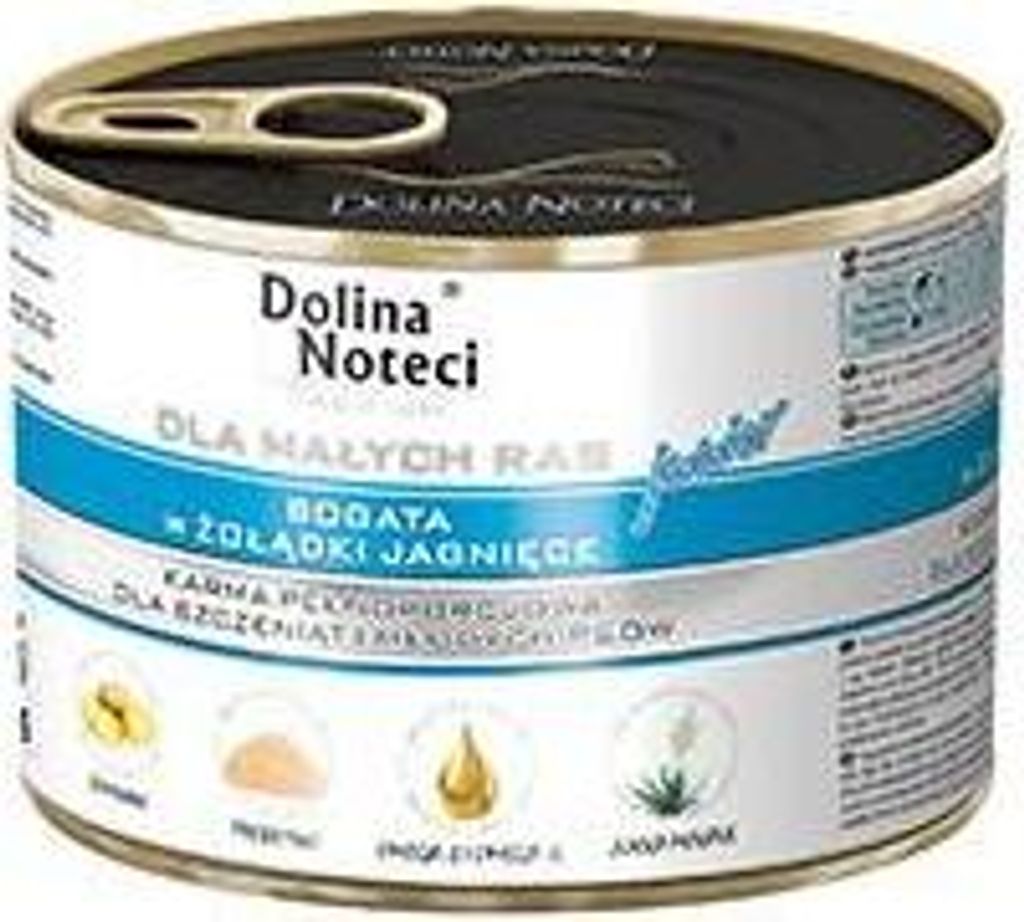 Dolina Noteci Junior Glutenfrei Premium Nassfutter für Kleine Hunde Reich an Lammmägen 185g (6-er pack)