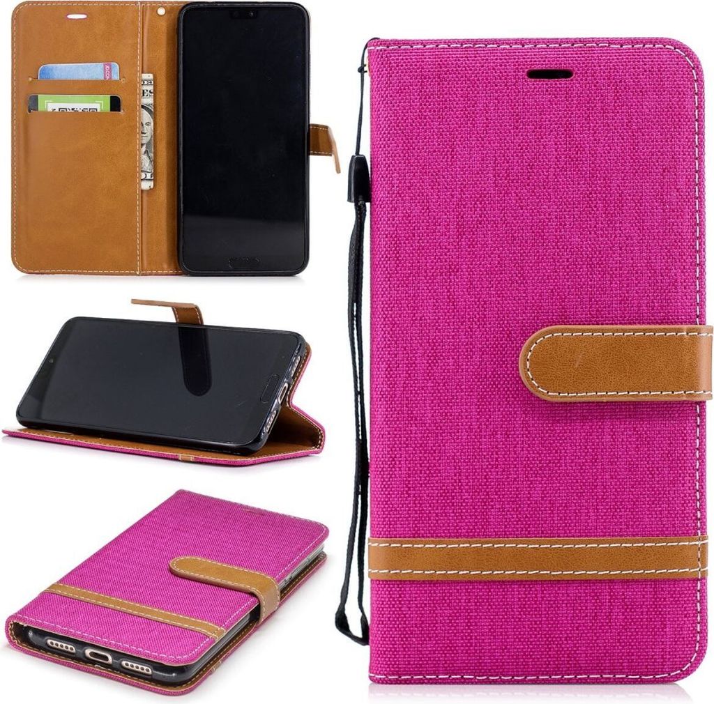 Huawei P20 Pro Handy Hülle Schutz-Tasche Case Cover Kartenfach Etuis Wallet Pink