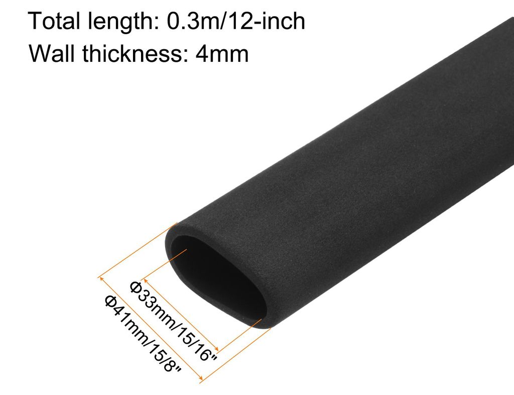 1 x 300mm Rohrisolierung Schaumstoff, Durchmesser 33mm Isolierst?rke 8mm Heizungsrohr Verkleidung fš¹r Fitnessger?te, Rohre, Handhaben (Schwarz)