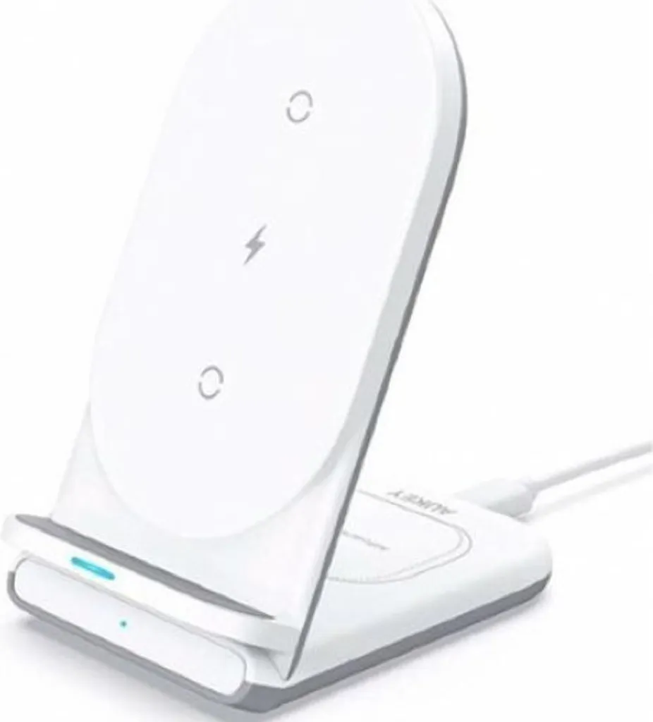 Supporto di ricarica wireless Aukey 2-in-1 bianco