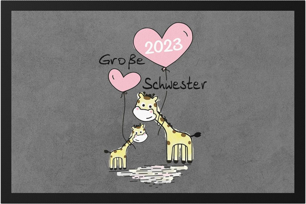 Ich werde Große Schwester 2023 Fußmatte Schwangerschaft Verkündung Geburt Big Sister Geschenk Giraffe