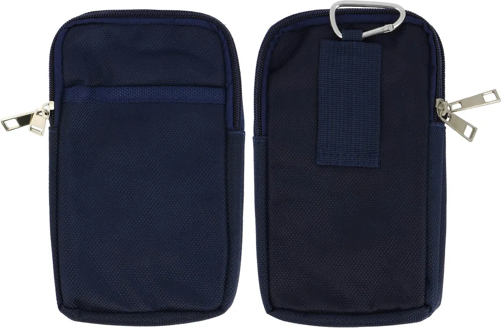 Borsa Smartphone XXL Nylon Blu con Moschettone: Protezione e Praticità - 1
