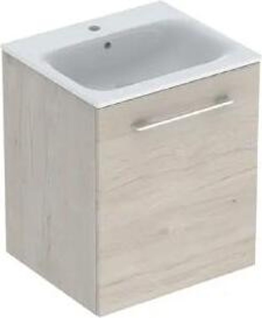 Geberit Selnova Square - Waschbeckenschrank 635x538x480 mm, mit Waschbecken, 1 Tür, Nuss Hickory hell 501.251.00.1