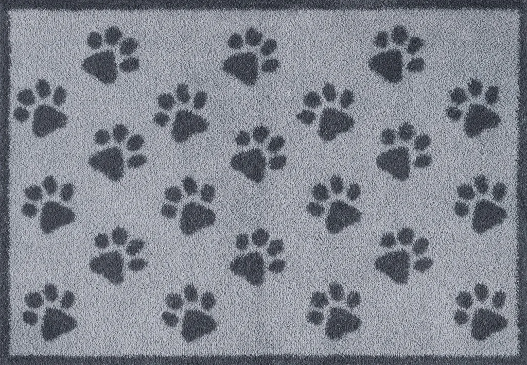 Paillasson absorbant lavable Turtle Mat gris motif pattes d'animaux