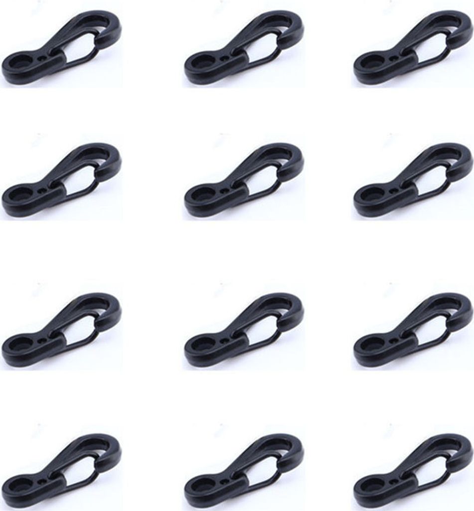 INF EDC Haken mit Federclip - 12 Stück Schwarz