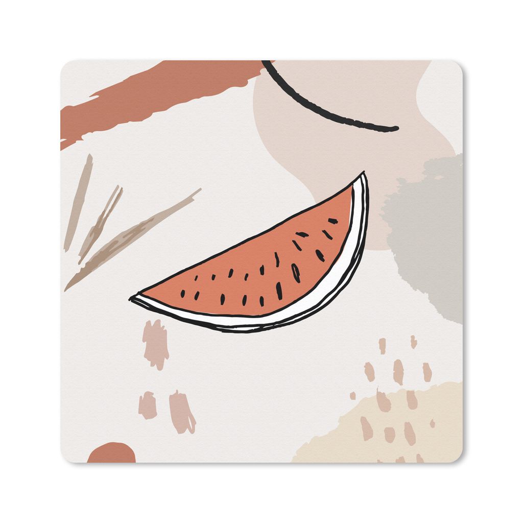MuchoWow Mauspad Mousepad Sommer - Wassermelone - Weiß 20x20 cm - Mousepads - Maus Mat - Pad - Mausunterlage - Desk Mat - Bureauartikeln