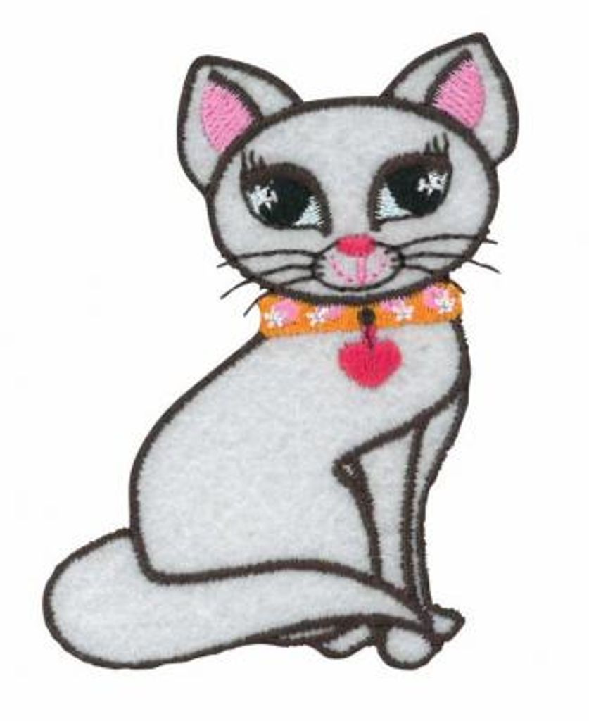 Kleiber LM-2751 Katze mit Halsband Bügelbild, Patch, ca. 7,0 x 4,6 cm Applikation