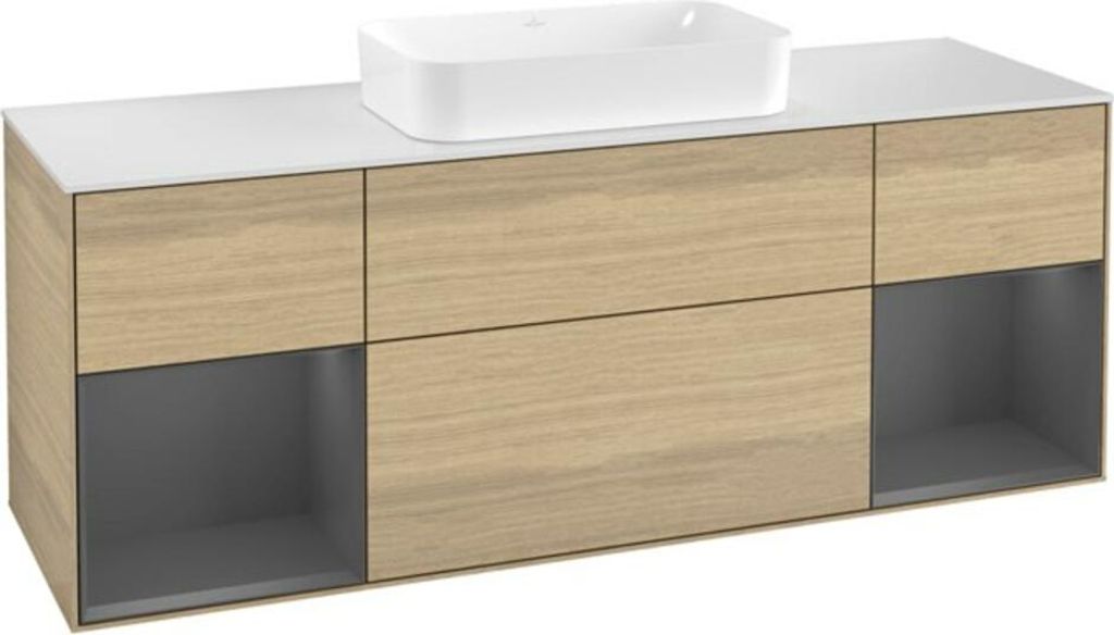 V&B Waschtischunterschrank Wandbeleuchtung Finion 160cm, Pl w m, Rg Anthrac. m Lac, Oa ven