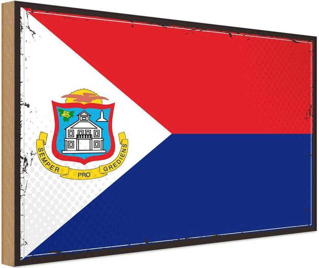 vianmo Holzschild 20x30 cm Sint Maartens Maarten Flagge Fahne Wappen