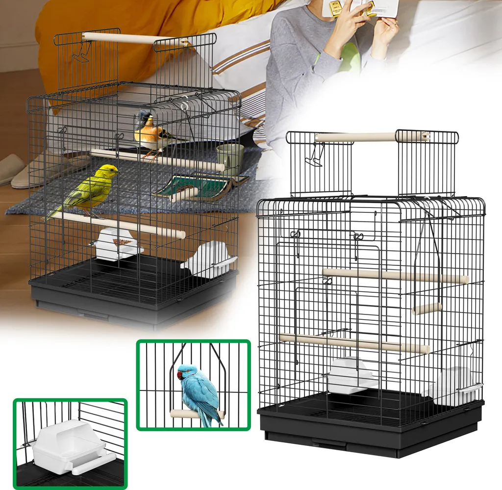 Cage d'Élevage UISEBRT avec Perchoirs et Balançoire pour Oiseaux