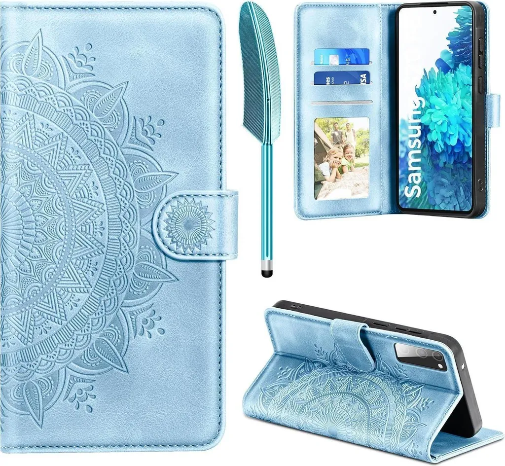 Custodia Blindata in Pelle Samsung S20 FE - Protezione Totale Blu