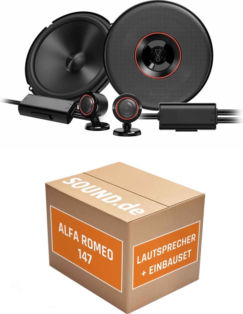 Lautsprecher Boxen Einbaupaket vorne JBL Club3 64CTP passend für Alfa Romeo 147 | 2x Tief-Mitteltöner mit integriertem Hochtöner 210W MAX