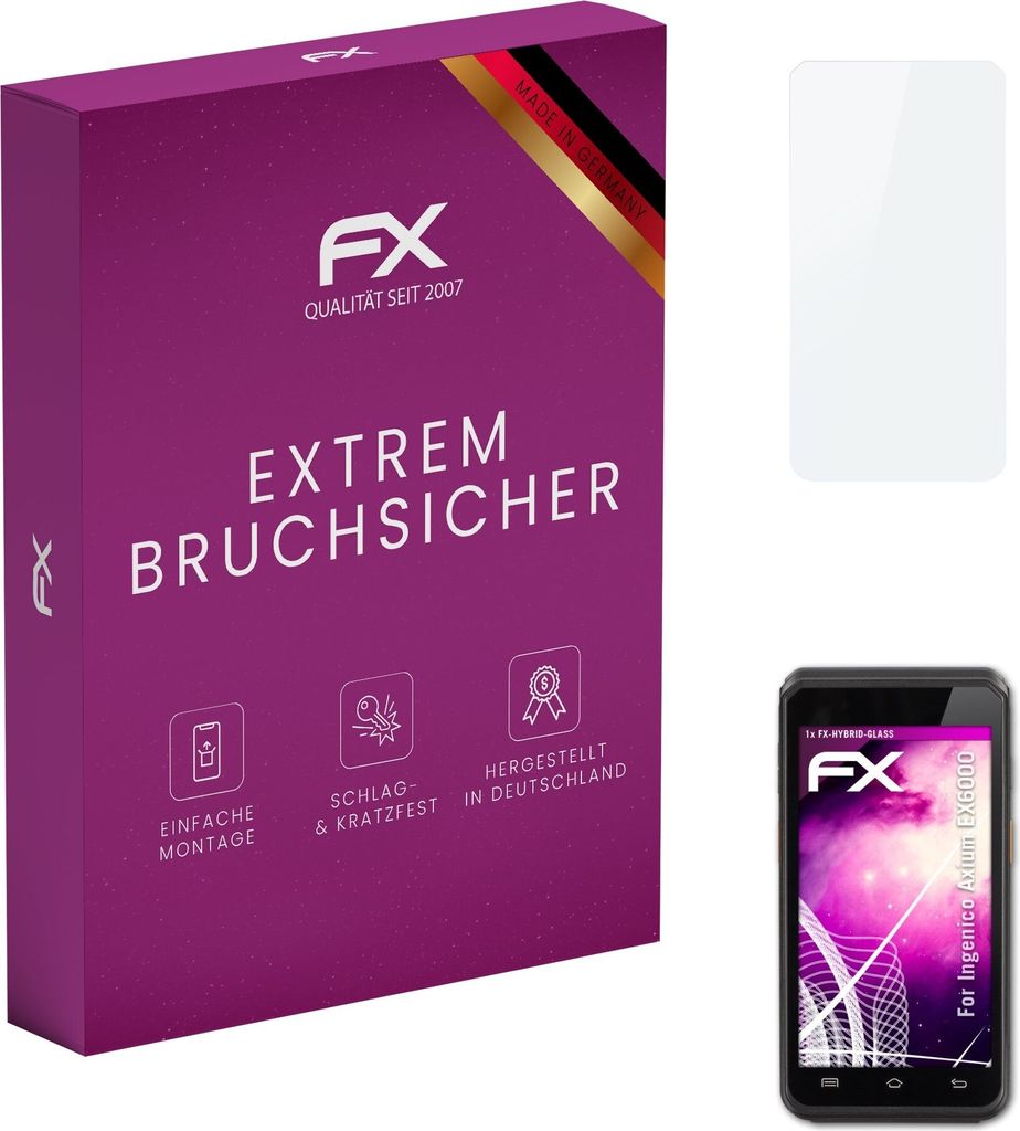 atFoliX FX-Hybrid-Glass Displayfolie kompatibel mit Ingenico Axium EX6000 Glasfolie