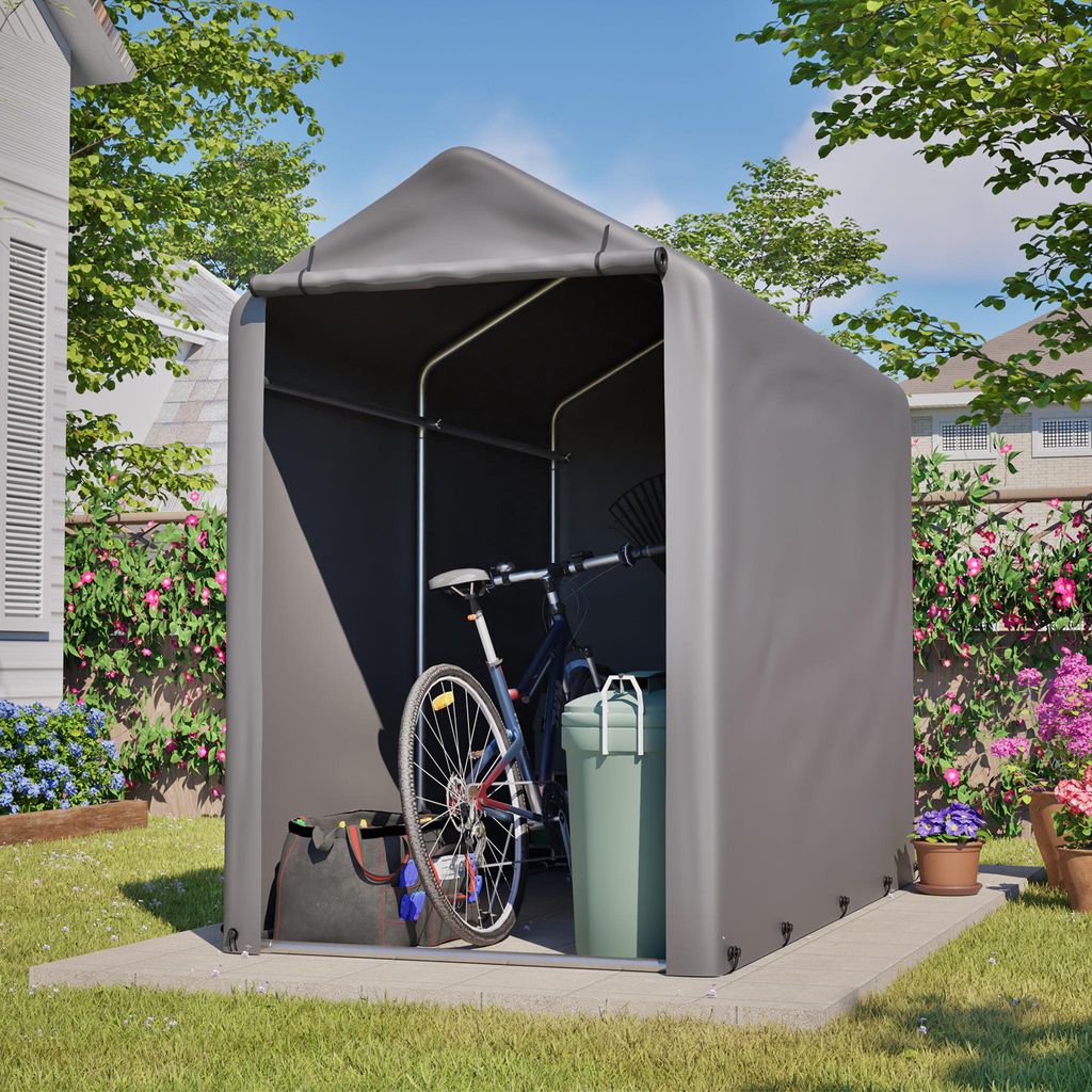 Geräteschuppen,Fahrradgarage Gerätehaus 187x100x160cm wetterfestes Gartenschuppen-Zelt mit Stahlgestell Lagerzelt,Gartenhaus,Gartenschuppen,schuppen