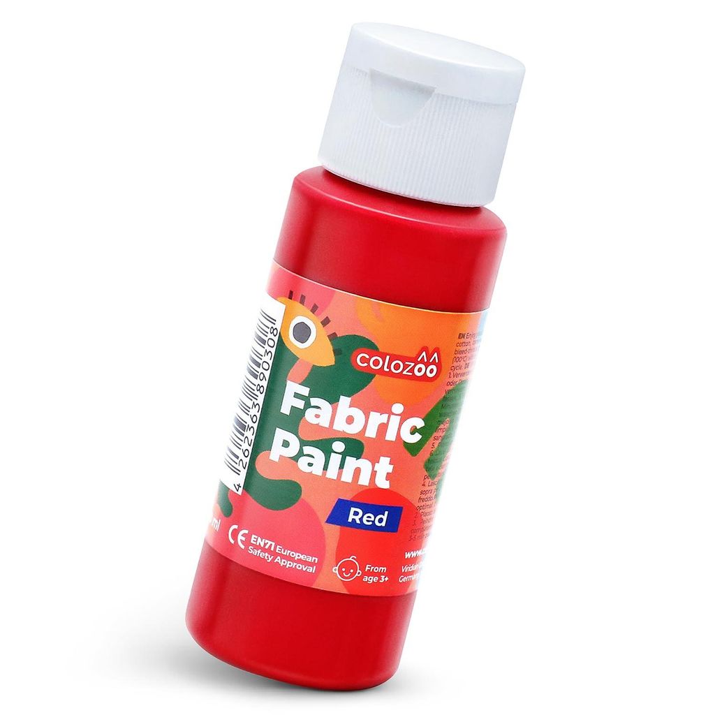 Colozoo Textilfarbe Rot 60ml – Hochdeckende Stoffmalfarbe waschmaschinenfest für helle und dunkle Stoffe