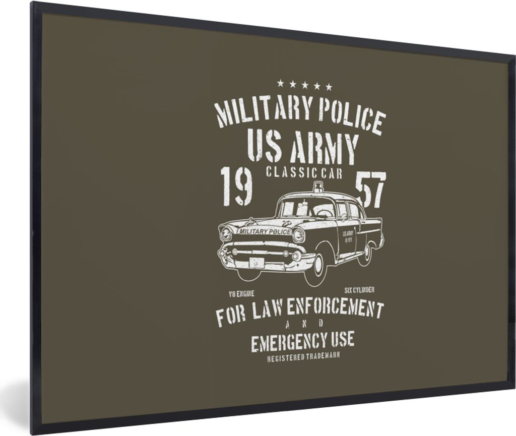 MuchoWow MuchoWow Gerahmtes Poster Mancave - Auto - Oldtimer - Armee 60x40 cm - Poster mit zchwarzem Bilderrahmen - Printing - Wanddeko Schlafz...