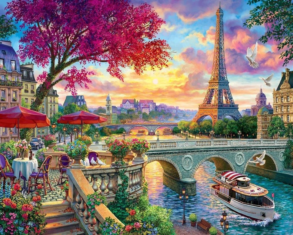 FiguredArt Malen nach Zahlen Abendessen an der Seine 50x40 cm Paris Kunst Set