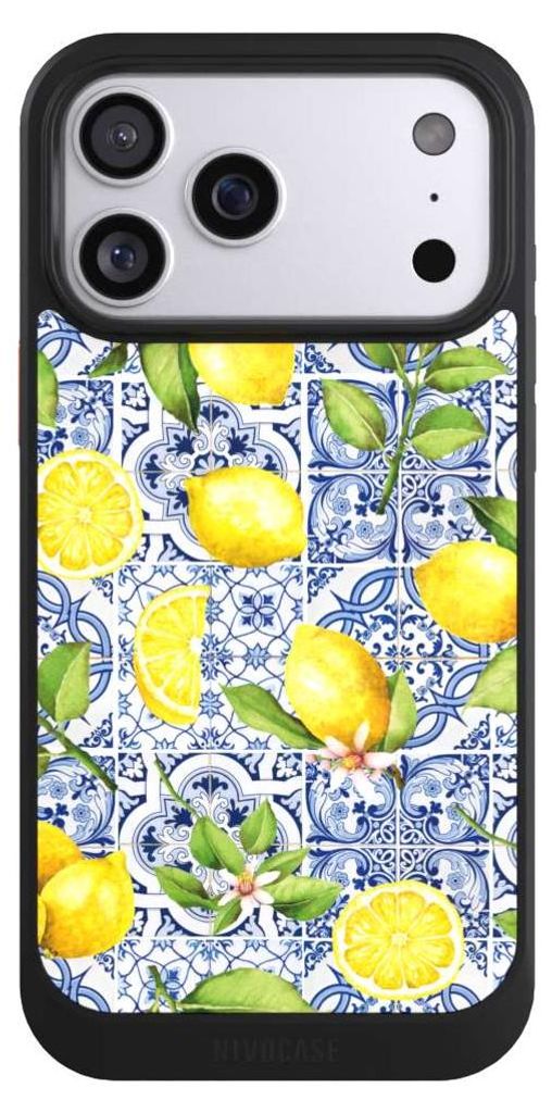 NIVOCASE Hülle für Apple iPhone 17 Pro Max Handyhülle NIVOcore Case Schwarz Griechenland Muster Zitrone