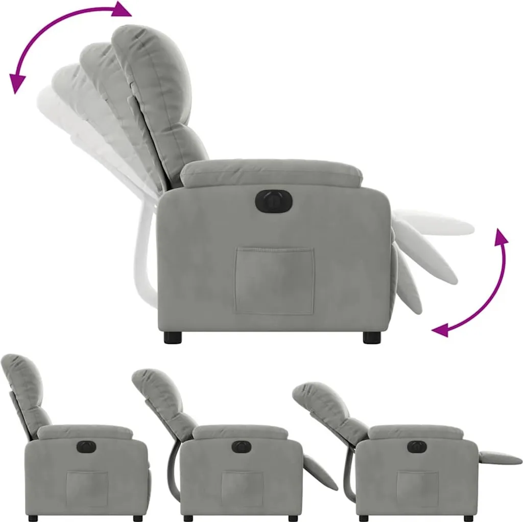 Fauteuil relax électrique vidaXL gris clair en tissu microfibre modern