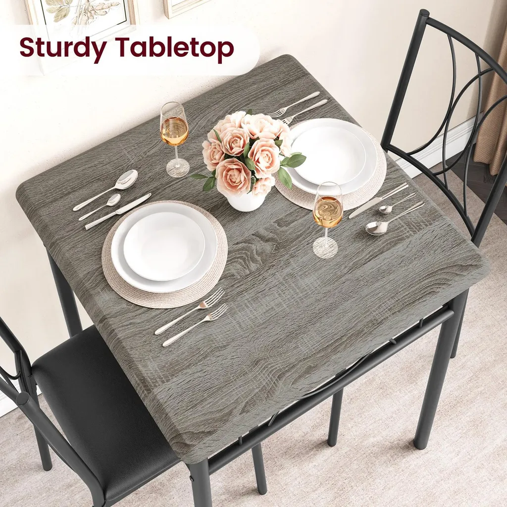 Ensemble Table de Bar et 2 Tabourets Rembourrés Modernes Bleus - Modèle B2