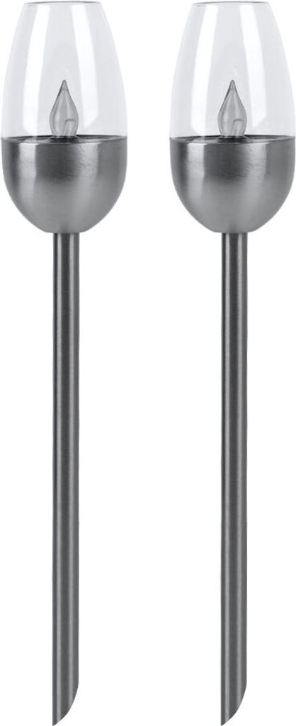 2x LED Außenleuchte, Solarlampe, Metall, schwarz, H 38 cm