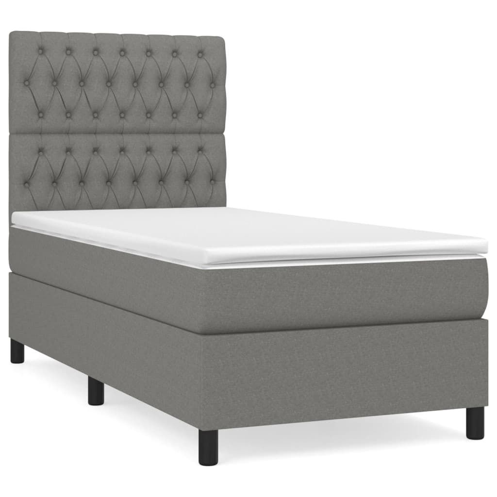 "Winteraktion" Boxspringbett mit Matratze Dunkelgrau 90x200 cm Stoff - Klassische Betten CC6251