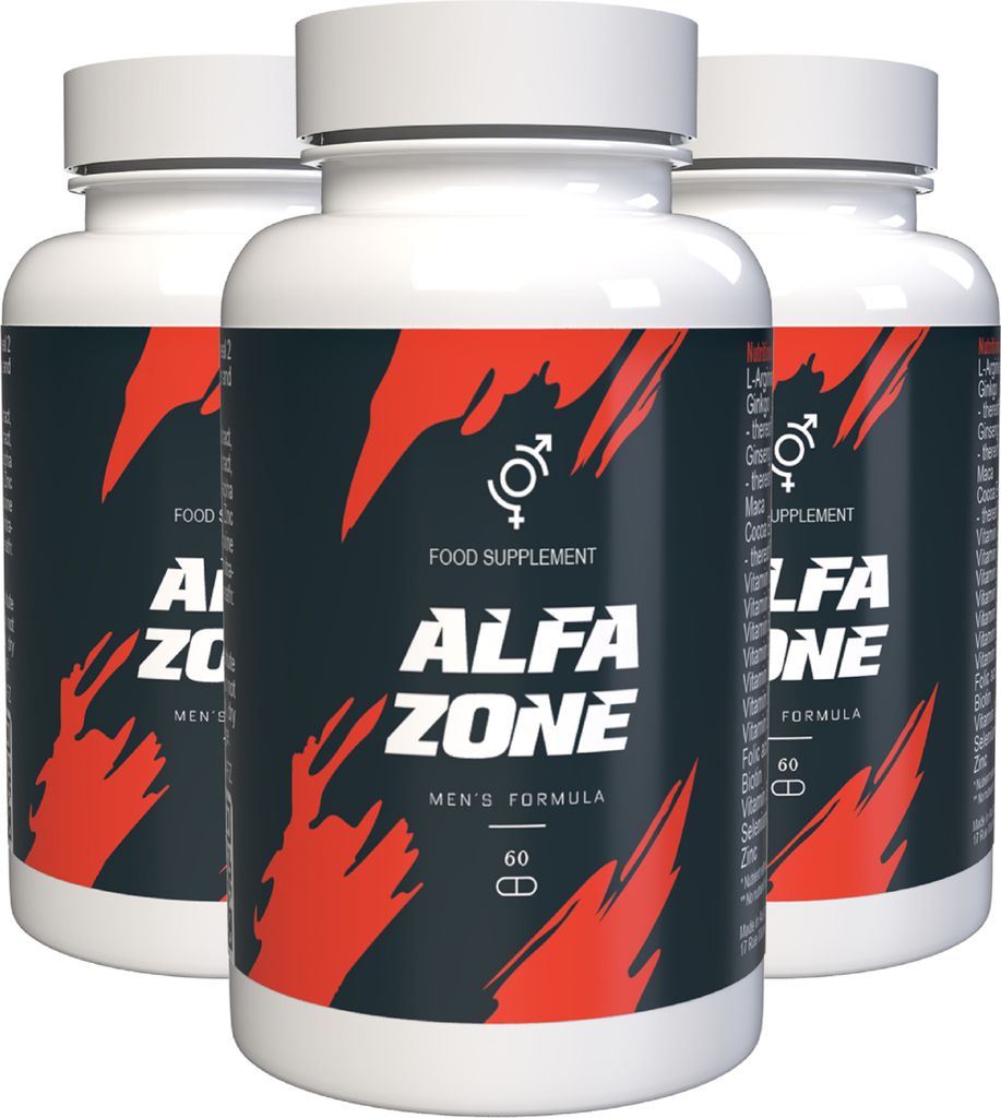 ALFAZONE - 180 Kapseln (3x60) hochdosiert - L-Arginin, Zink, Selen, Maca & Ginseng - Original Schweizer Rezept - Vegan & Pflanzlich - 3er Pack