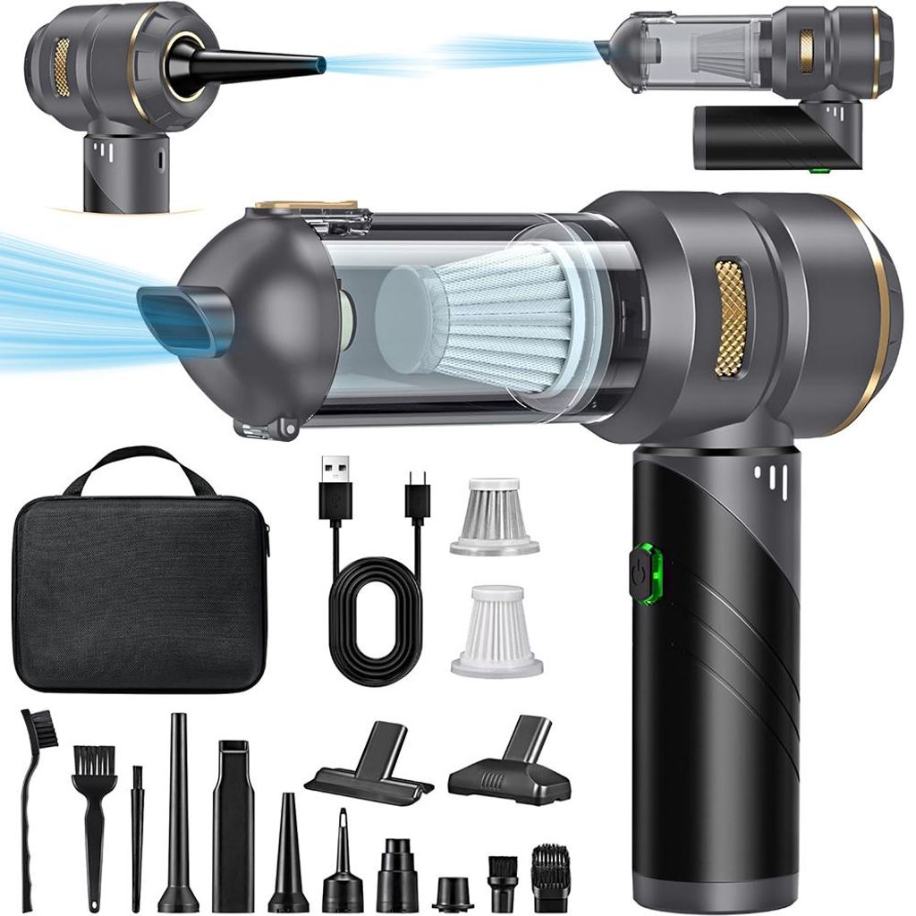 Handstaubsauger Akku 4-in-1,Auto Staubsauger ,25000PA Handstaubsauger Kabellos,3-Gang Bürstenlos staubsauger für Auto,PC,Sofa,Haus& Tierhaar Rein...