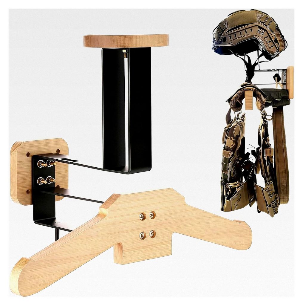 Wandhalterung für Motorradhelme, Garderobe mit Haken für Handschuhe, Jacke und taktische Westen