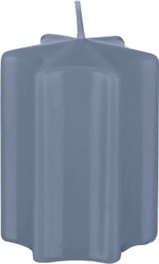 Sternkerzen Pacific Blau/Grau 10 x Ø 6 cm, 4 Stück, Adventskerzen, Weihnachtskerzen