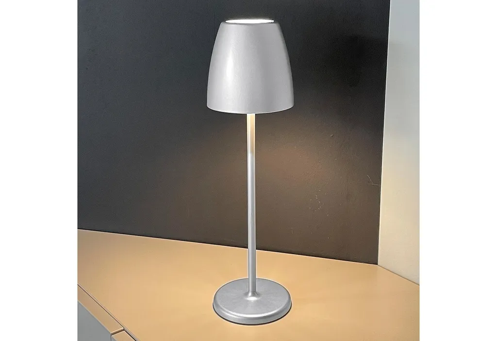 Lampe de table rechargeable 38cm MEGATRON gris argent pour intérieur
