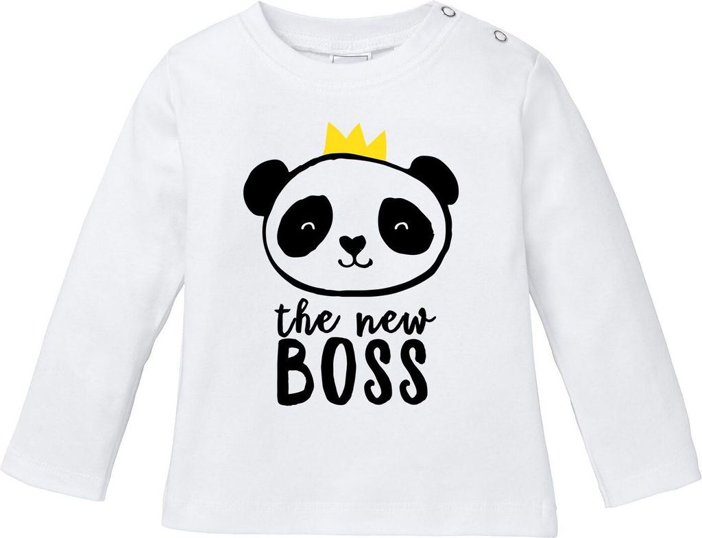 Baby Langarmshirt Babyshirt The new Boss in town Jungen Mädchen Shirt Moonworks weiß 56/62 (1-3 Monate)