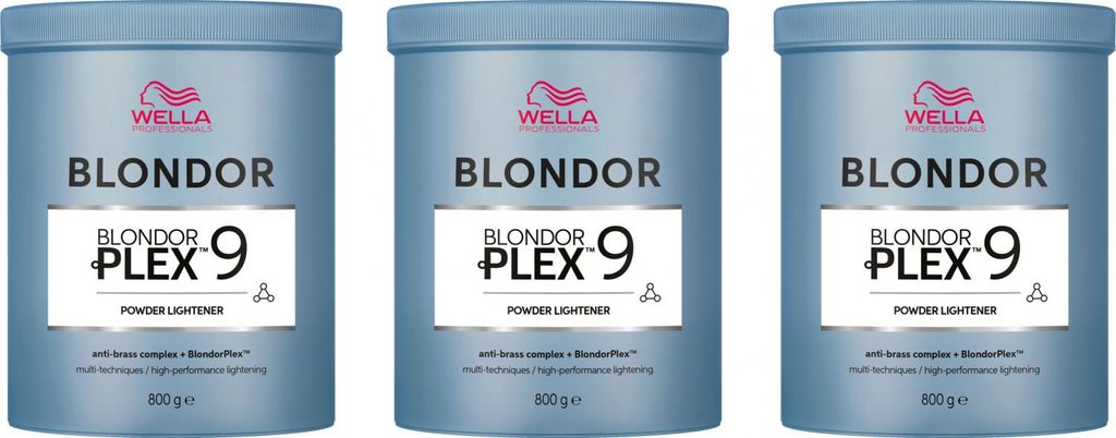 Wella Blondor BlondorPlex 3 x 800 g Blondierpulver Powder Lightener Anti Gelbstich Set