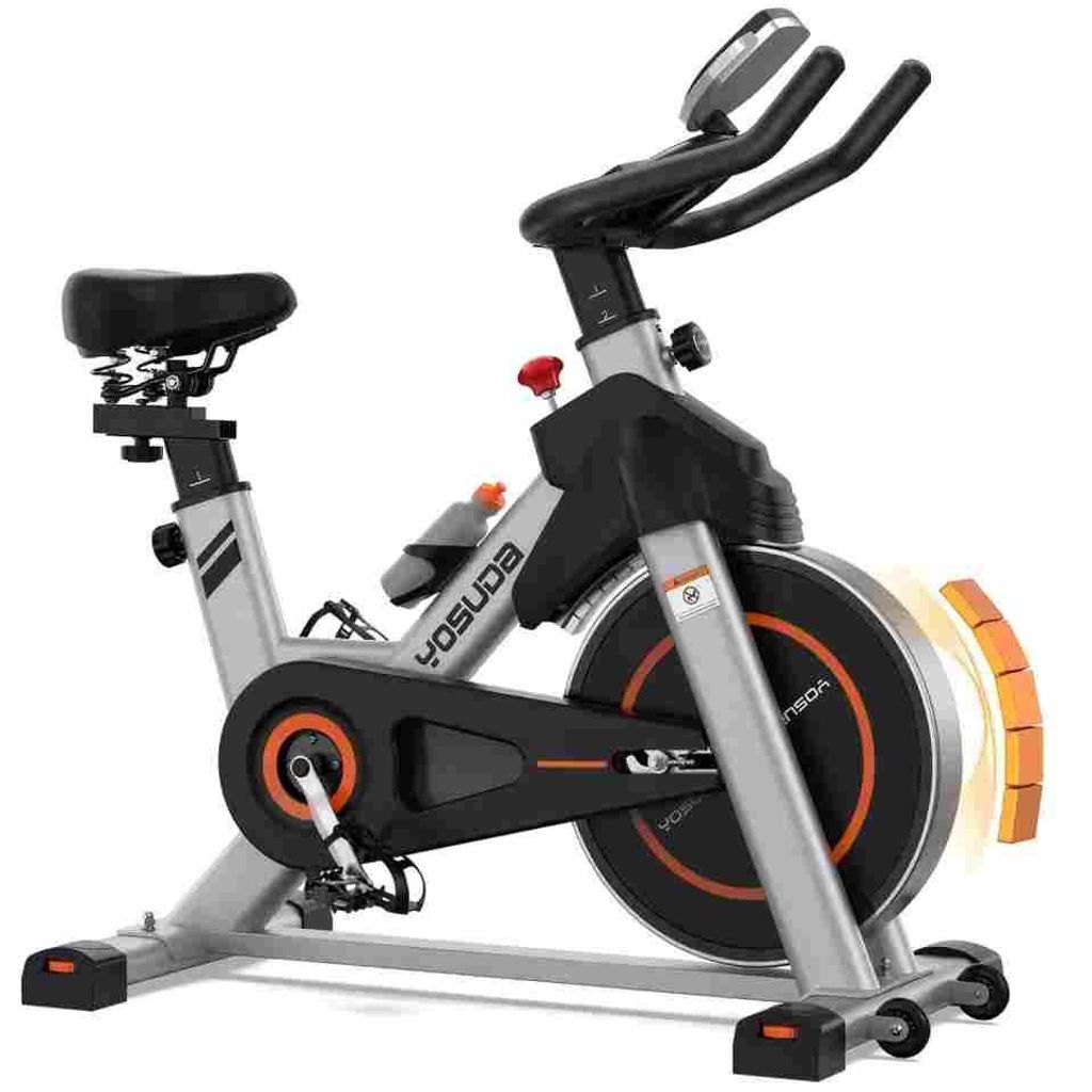 YOSUDA Heimtrainer mit Magnetwiderstand, Indoor leises Fitnessbike, ergonomisches Heimfitness Fahrrad, verstellbarer Widers 55.5 cm x 115 cm x 125 cm