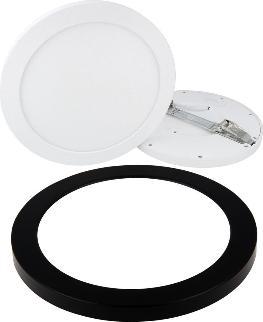 18W LED Panel Aura Easy Fix Dimmbar IP20 Einbau Strahler Aufputz Spot Einbauleuchte warmweiß 2700K Deckenleuchte Rund mit Rahmen Schwarz