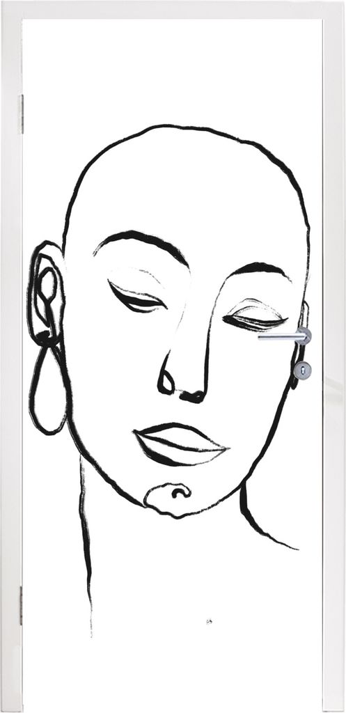 MuchoWow Türtapete Selbstklebende Türfolie Frau - Gesicht - Porträt 85x205 cm Türposter Türaufkleber Klebefolie Türklebefolie - Türverzier...