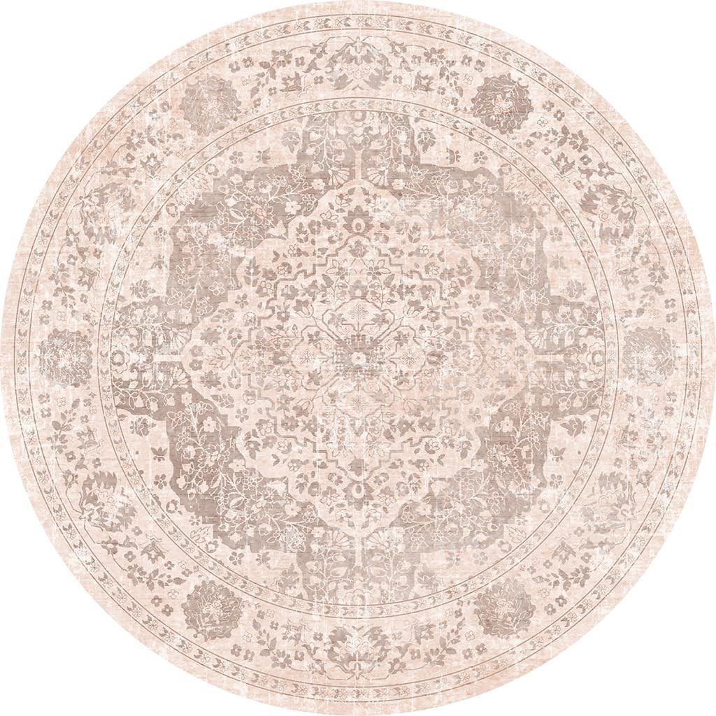 Tapis rond vintage, 200 cm de diamètre, rose/orange, tapis Image du produit 