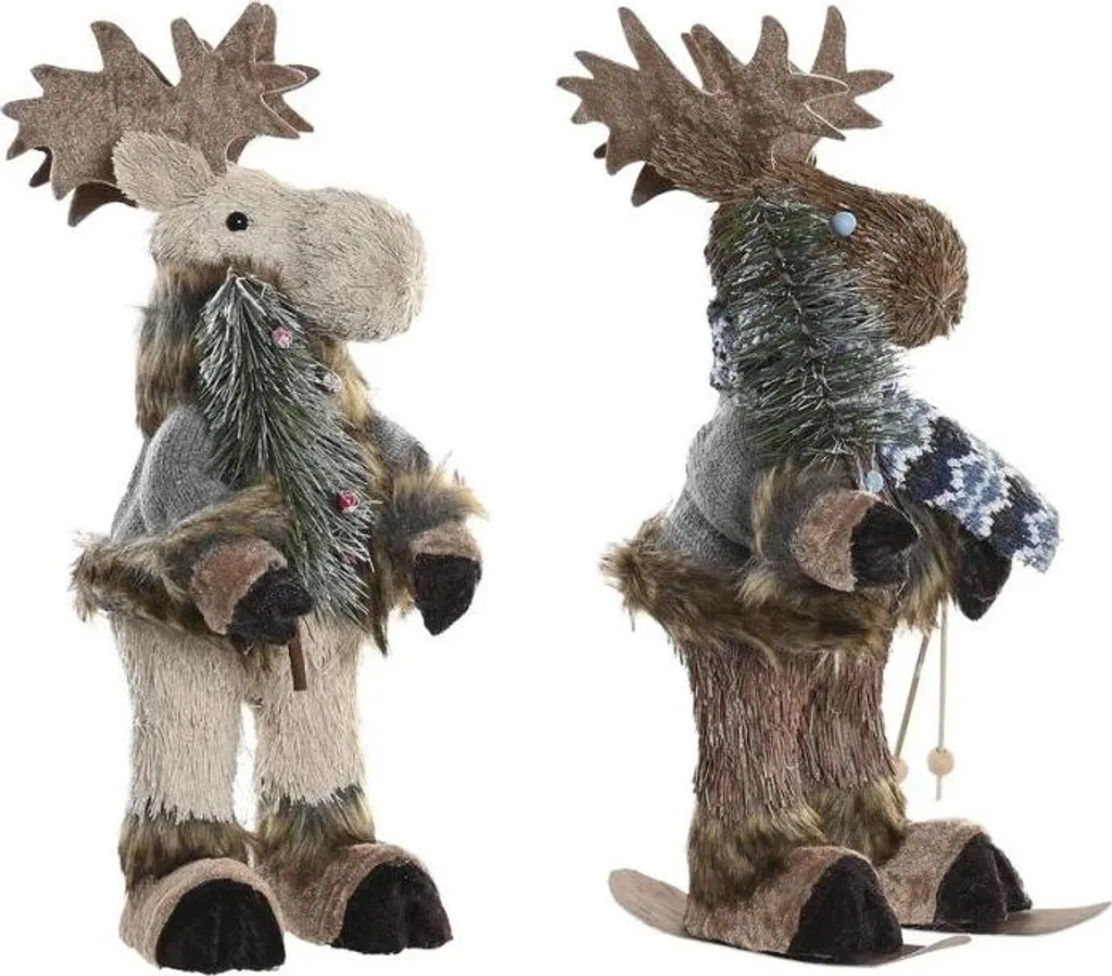Renne de Noël Effet Naturel DKD Home Decor 35cm - Set de 2 en Polystyrène