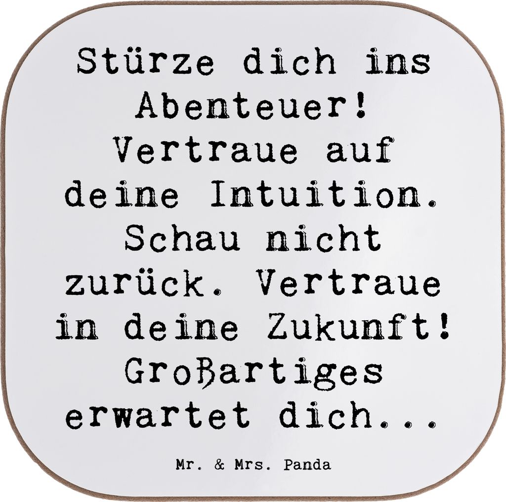 Mr. & Mrs. Panda Untersetzer für Gläser Spruch Tapferkeit und Intuition - Weiß - Geschenk, Tischuntersetzer, Widrigkeiten, gläseruntersetzer, I...