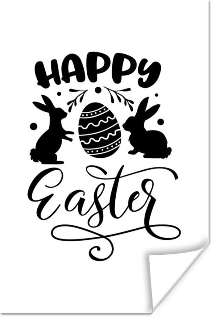 MuchoWow Poster Ostern - Zitate - Frohe Ostern - Osterei - Osterhase 80x120 cm - Papierdruck