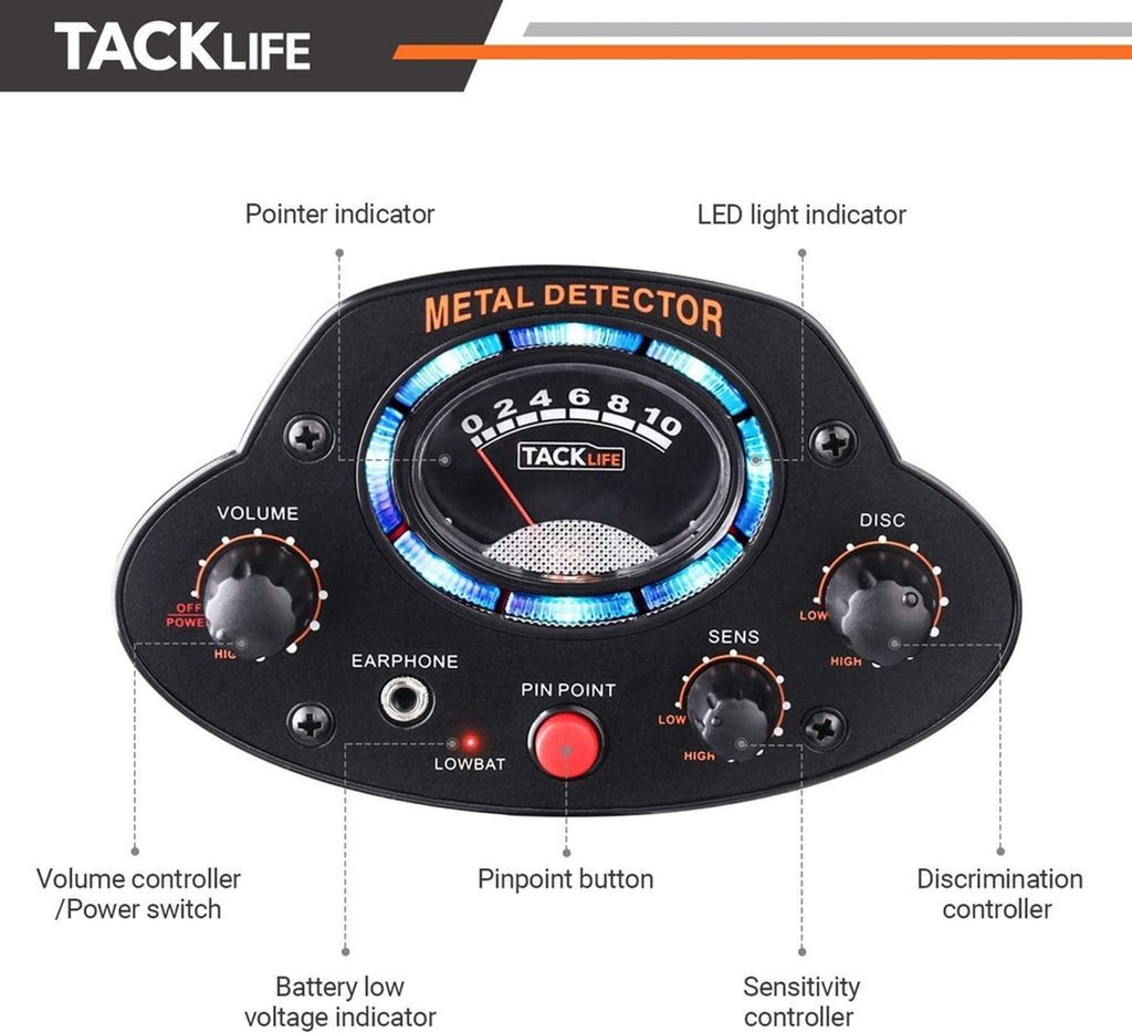 TACKLIFE MMD04，Metalldetektor, Einstellbare Wasserdichte Produktbild 2
