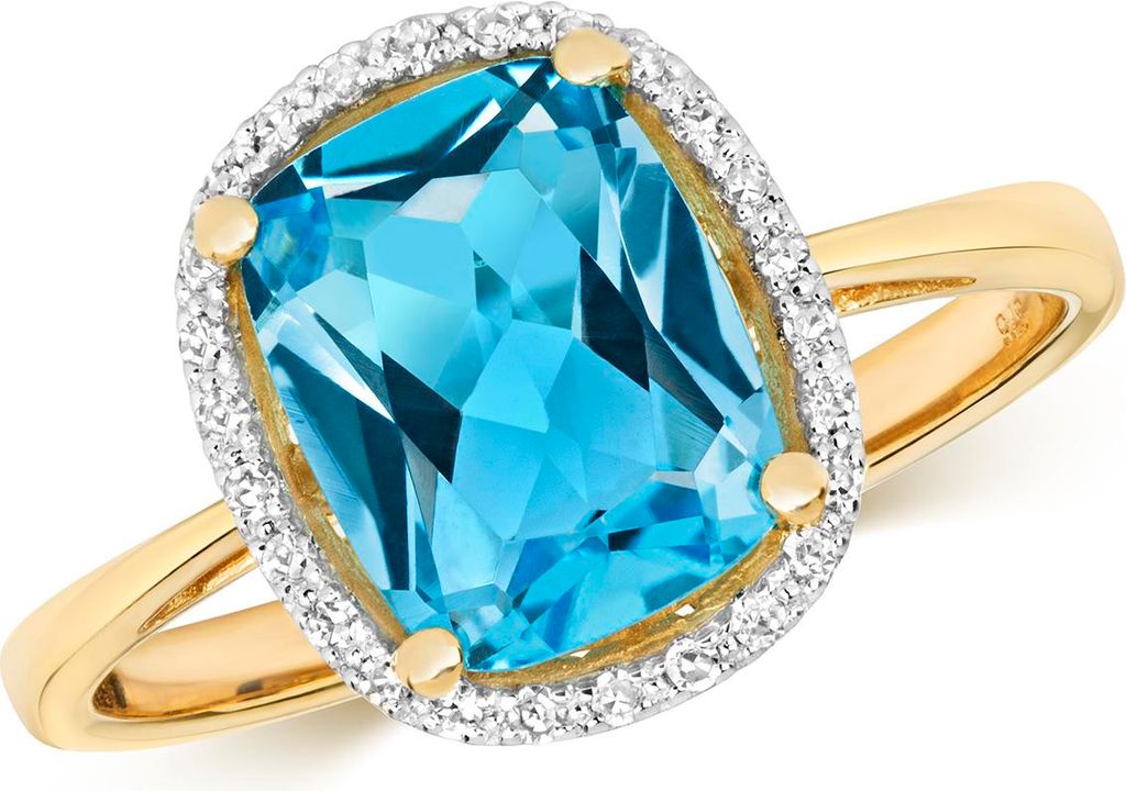9 Karat (375) Gold Cluster Damen - Diamant Ring Brillant-Schliff 0.08 Karat mit Topas, 54 (17.2); TRS10887RSN