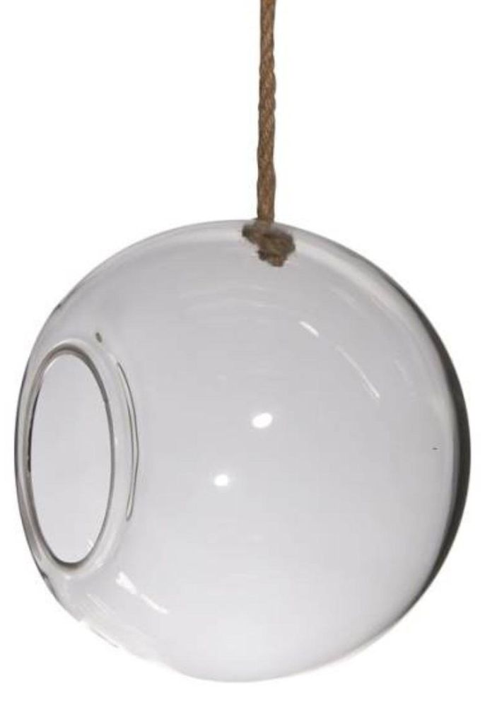 Hängevase, Kugelvase BALL Kugel mit Seil D. 25cm transparent rund Glas Hakbijl