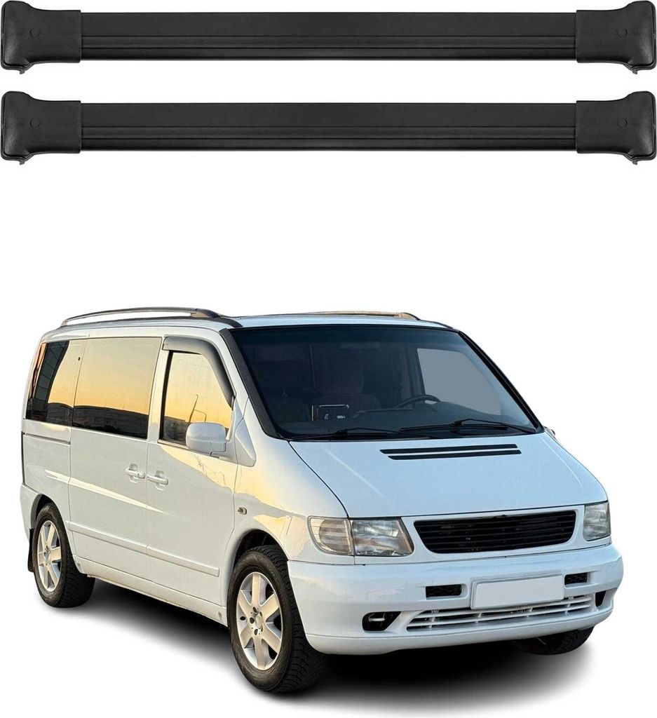 Dachträger Gepäckträger für Mercedes Vito W638 1996-2003 Aluminium Schwarz 4x