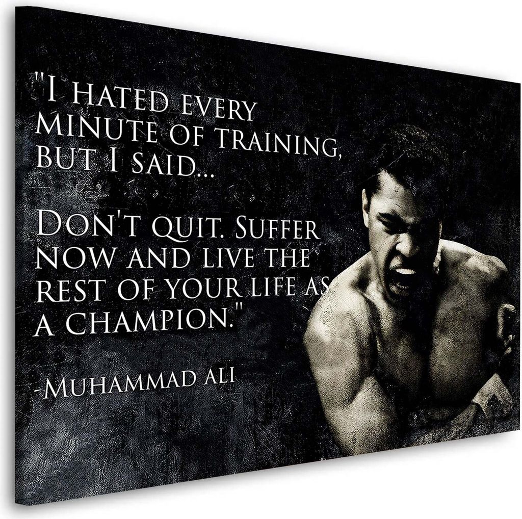 Motivation Boxer Zitat Wandbild Leinwandbild Deko Kunst XL: 120x80x4cm