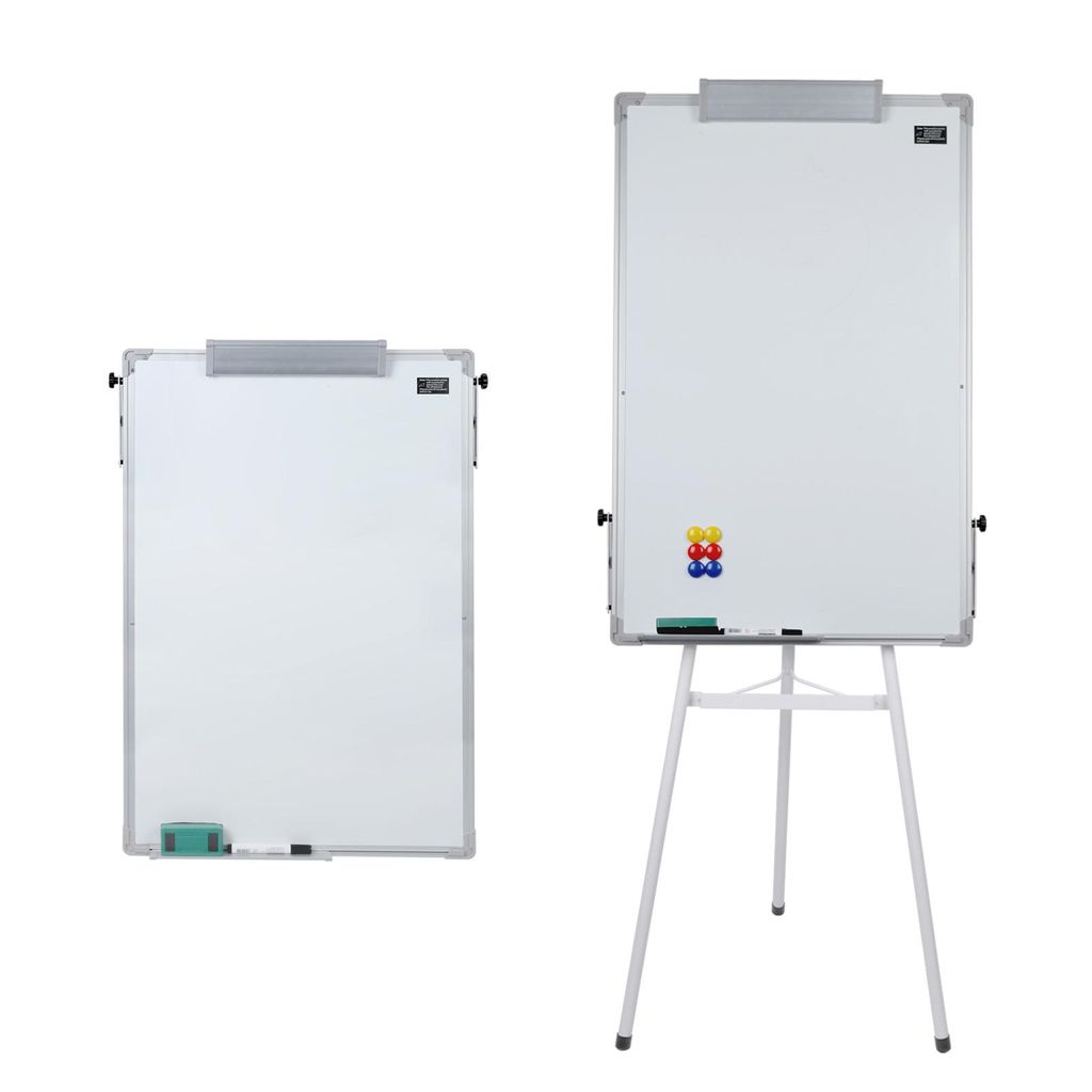 Flipchart Whiteboard 100x70cm, Dreibein Whiteboards mit Ständer,Magnetisches Tragbares Trocken Abwischbar White Board für Zuhause Schule Büro Weiß
