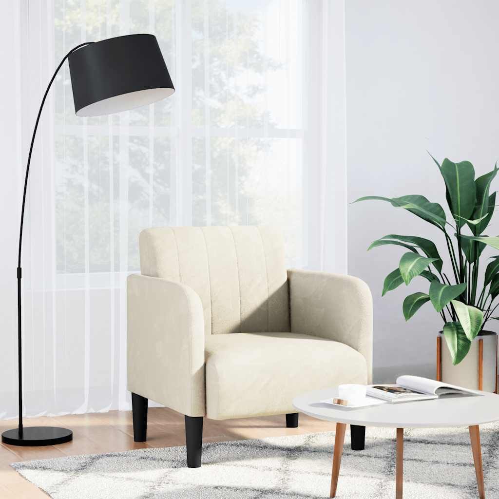 Möbel Sessel mit Armlehnen Creme 54 cm Samt - Fernseh- & Relaxsessel 4100585