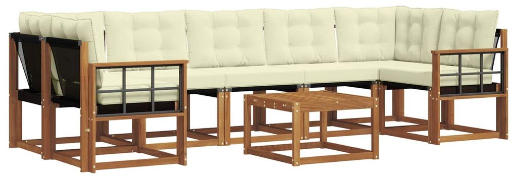 vidaXL Outdoor-Sofagarnitur mit Kissen 8 pcs Natur und Creme