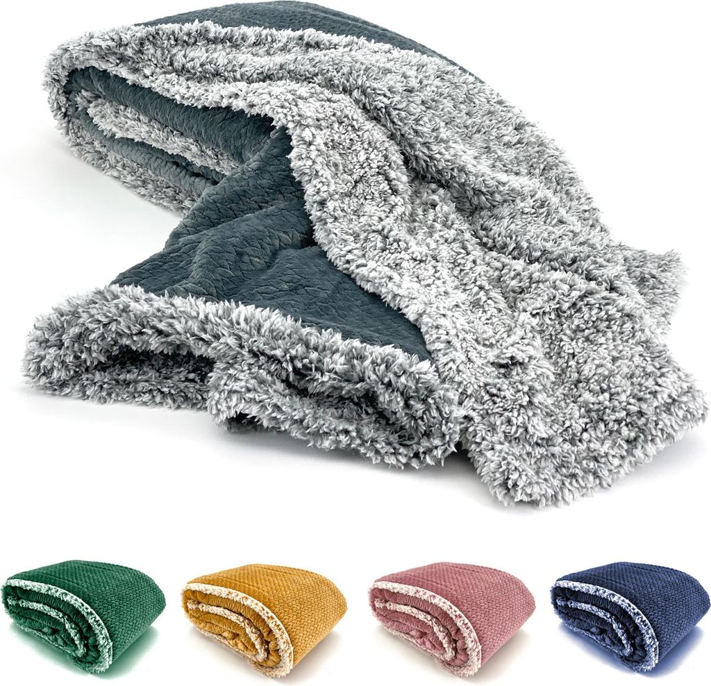 heimtexland ® Super flauschige Sherpa Fell Kuscheldecke Produktbild 